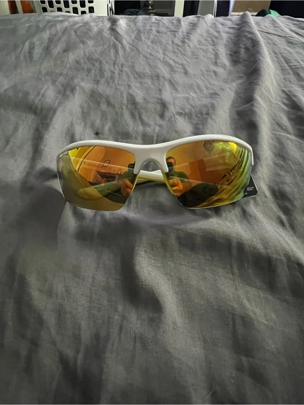Rawlings White Men's Sports Sunglasses with Yellow Mirrored Lenses